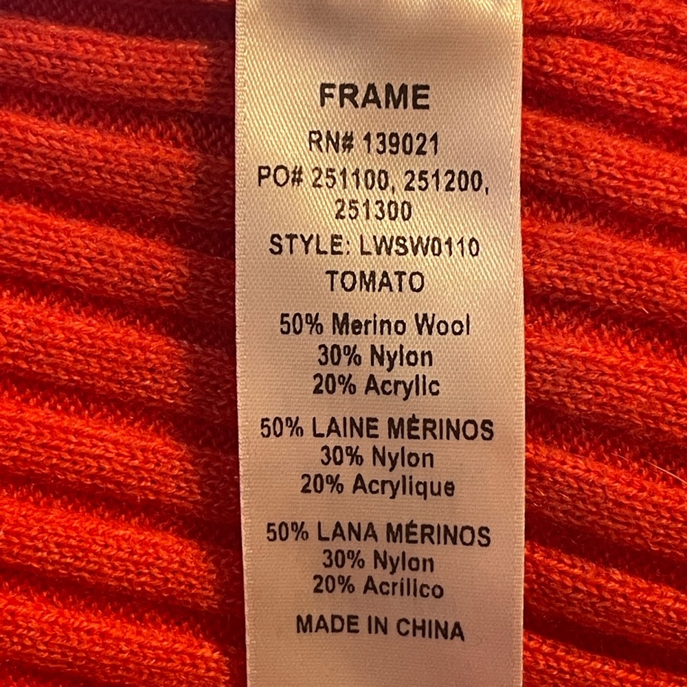 Frame Denim Tomato Red Ribbed Sweater - Picture 6 of 6